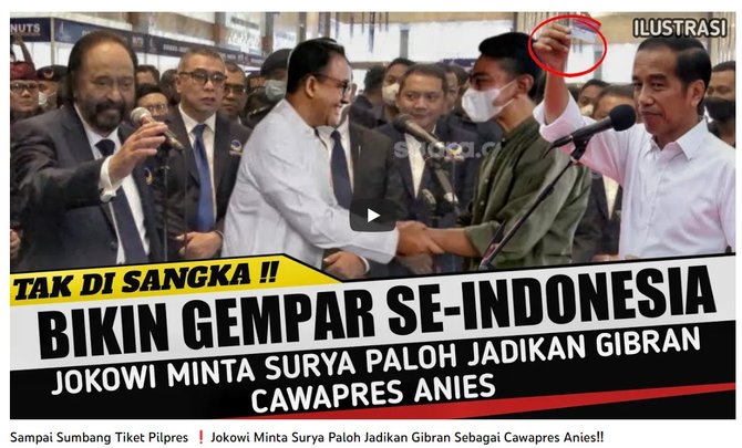 cek fakta jokowi lobi surya paloh agar gibran jadi cawapres anies baswedan