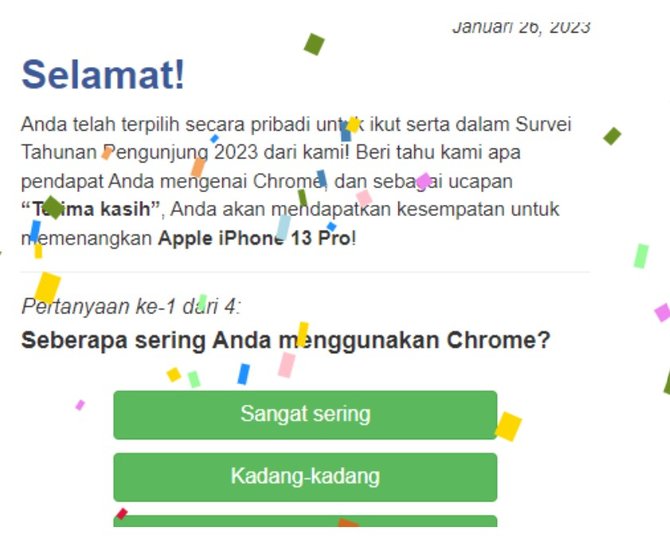 waspada link survei google chrome berhadiah iphone 13 pro itu penipuan