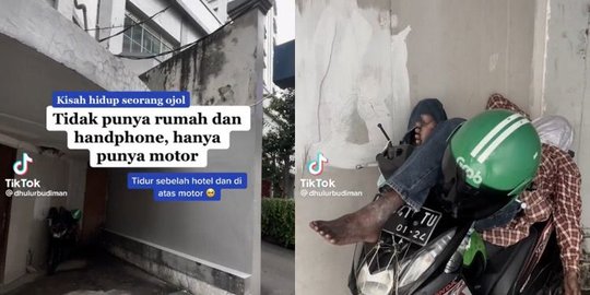 Tidur di Atas Motor, Begini Kisah Tukang Ojek yang Tak Punya Rumah & HP