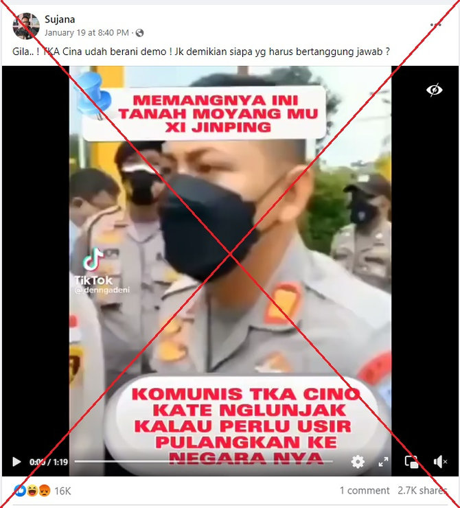 cek fakta penjelasan video sebut demo tka china di indonesia ini cerita sebenarnya
