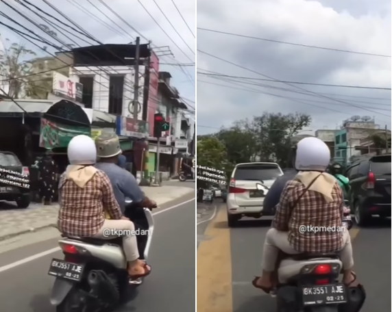 pengendara motor ini pakai panci sebagai helm aksinya curi perhatian