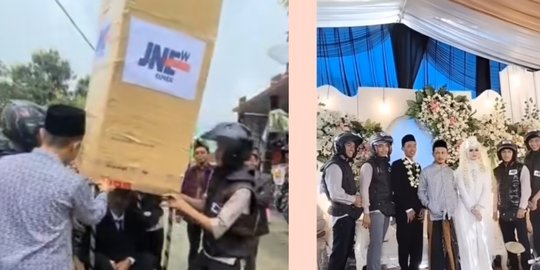 Viral Pernikahan Unik Ala COD, Mempelai Pria Datang dengan Kardus Paket