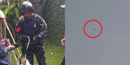 Penerjun TNI Terbawa Angin dari Tangsel ke Rumah Warga di Ciganjur, ini Videonya