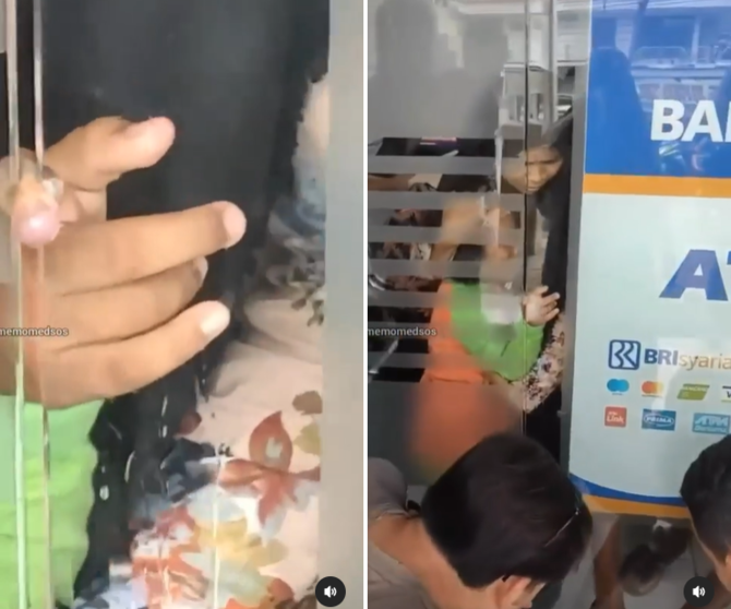 viral jari bocah ini kejepit di pintu atm meringis kesakitan