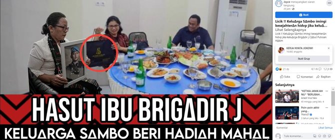 cek fakta hoaks keluarga ferdy sambo sogok ibu brigadi j dengan hadiah mewah