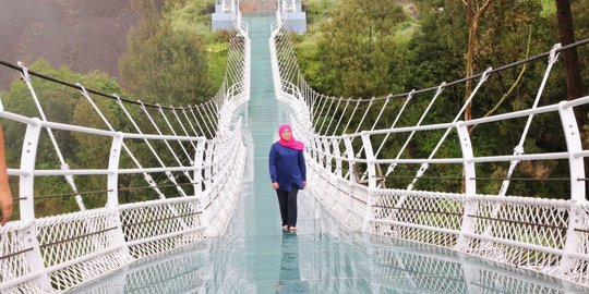 Khofifah Sempat Terpeleset saat Berjalan di Jembatan Kaca Seruni Bromo