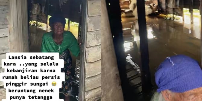 Viral Kisah Haru Nenek Yg Rumahnya Terendam Banjir Dibantu Tetangga