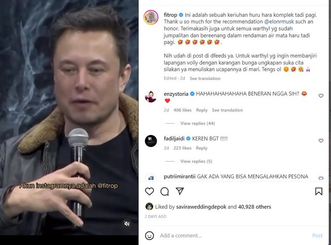 heboh video elon musk ngaku senang konten fitri tropica ini fakta sebenarnya