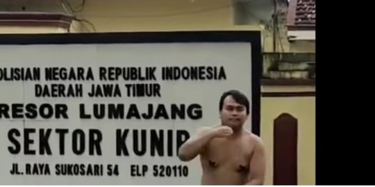 Bertelanjang Dada, Pemuda di Lumajang Nekat Joget di Markas Polisi