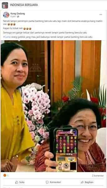 cek fakta hoaks foto puan dan megawati bermain game slot