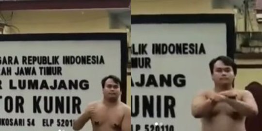 Pria Sok Jago Joget Telanjang Dada di Depan Polsek Kunir Lumajang, Ending-nya Begini