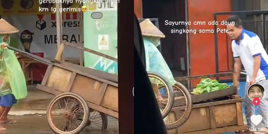 Viral Gerobak Kakek Penjual Sayur Masuk Got, Bikin Haru Warganet