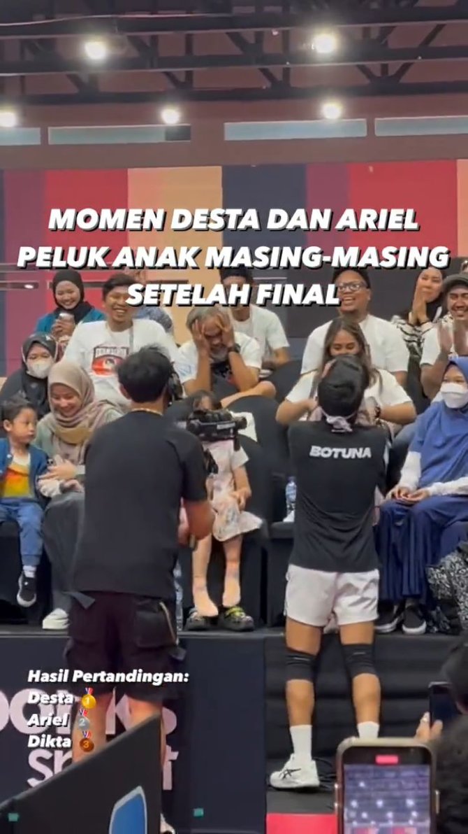 family man intip momen ariel dan desta peluk anak masing masing usai final pingpong