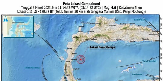 Gempa Dangkal Magnitudo 4,6 Guncang Parigi Moutong Sulawesi Tengah