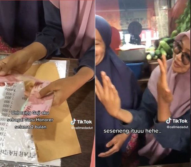 viral momen bahagia seorang guru honorer terima gaji ternyata segini jumlahnya