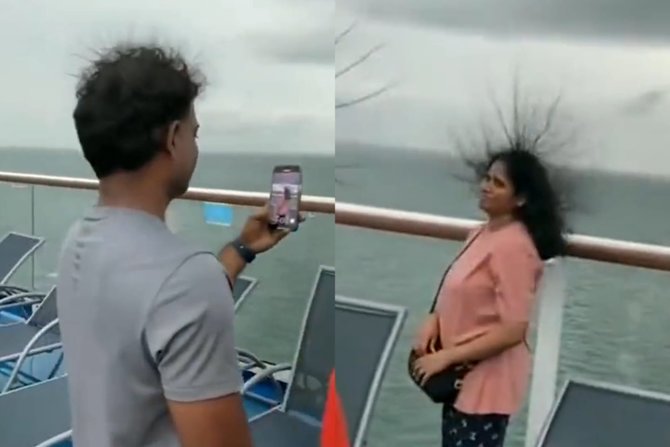 viral video rambut penumpang kapal berdiri tegak ada tanda bahaya di baliknya