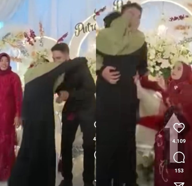viral wanita bercadar datang dan peluk mempelai pria di pernikahan endingnya bikin kaget