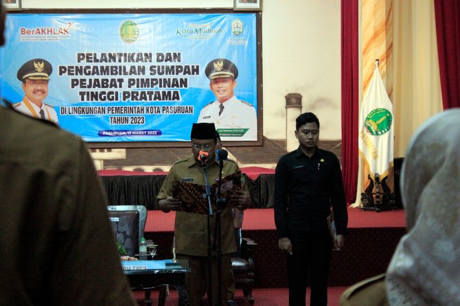 wali kota pasuruan saifullah yusuf gus ipul melantik enam pejabat tertinggi pratama