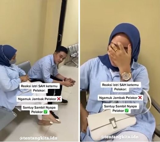viral momen istri sah santai saat ketemu pelakor ekspresi suami jadi sorotan