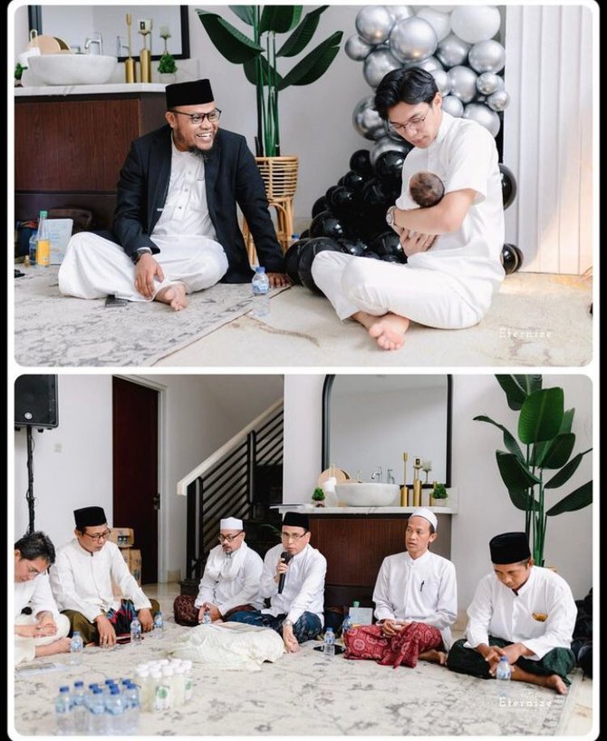 sederhana serba putih ini momen tasyakuran dan aqiqah anak kedua dinda hauw