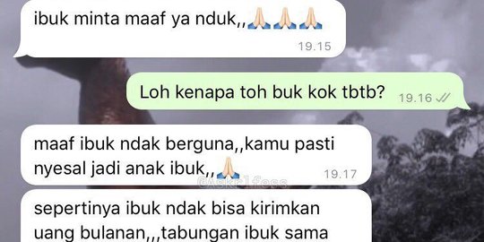 Tak Bisa Kirim Uang Bulanan, Chat Ibu Minta Maaf ke Anak Ini Bikin Netizen Haru