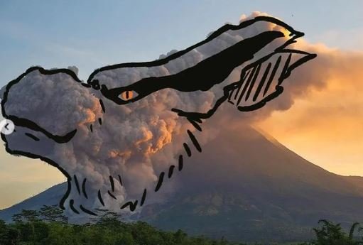 kreasi warganet terkait guguran awan panas merapi