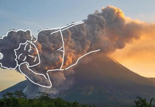 kreasi warganet terkait guguran awan panas merapi