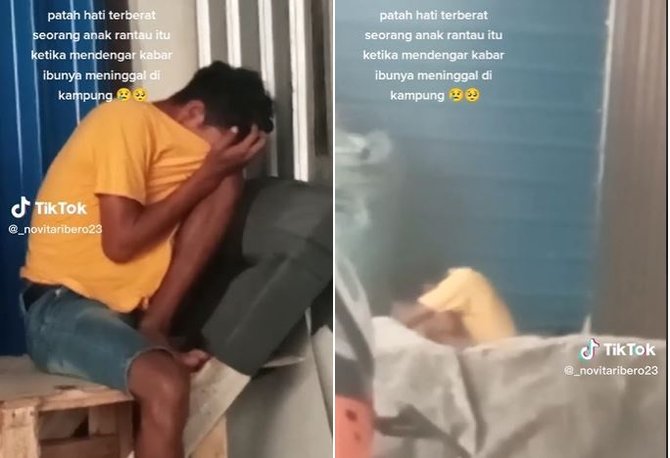 viral video pria menangis tersedu sedu ternyata ibunya di kampung halaman meninggal