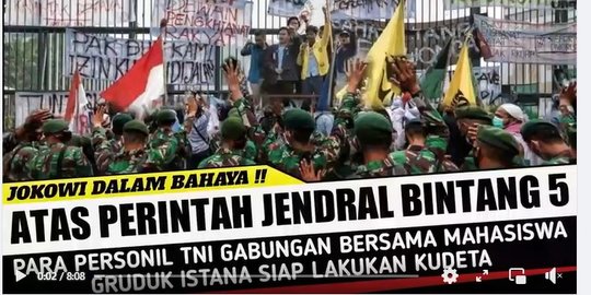 CEK FAKTA: Hoaks TNI dan Mahasiswa Ancam Kudeta Jokowi jika Pemilu 2024 Ditunda