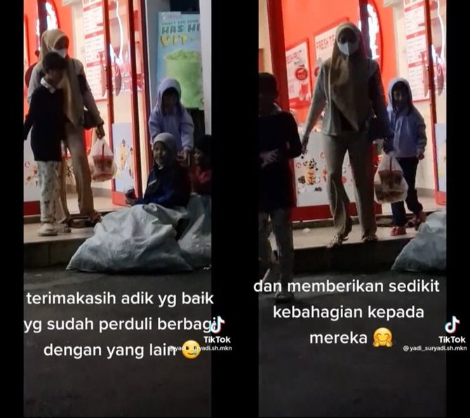 aksi anak kecil berbagi es krim ke pemulung cilik yang seumuran banjir pujian