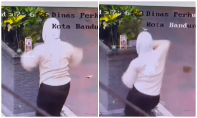 viral wanita joget joget di trotoar kota bandung