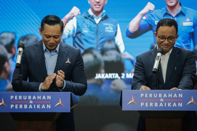 kemesraan ahy dan anies usai rapat terbatas di kantor demokrat