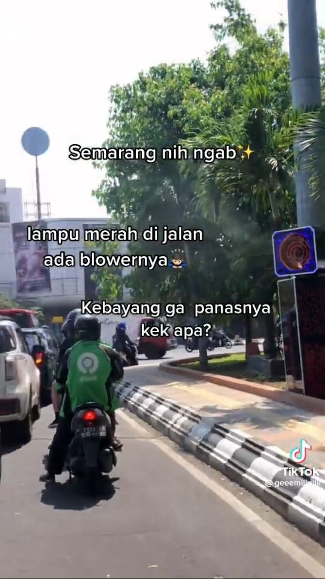 intip potret jalan menuju lampu merah di semarang dipasangi blower saking panasnya