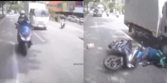 Gara-Gara Main HP di Jalan, Bagian Kepala Ojol Nyaris Terlindas Mobil, Ini Videonya