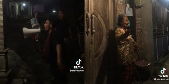 Viral Aksi Nenek Langsung Keluar Rumah & Joget saat Dibangunkan Sahur Keliling, Lucu