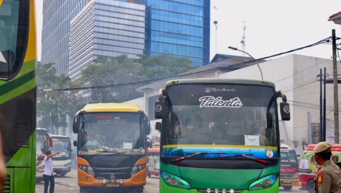 bus yang disediakan pada program mudik gratis pemkot medan tahun 2022