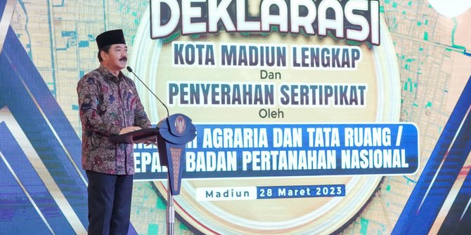 Menteri Hadi Deklarasikan Madiun Kota Lengkap: Tanah Terpetakan Tanpa Tumpang Tindih