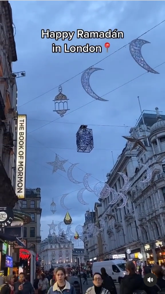 jalanan london tampak cantik dihiasi ornamen ramadan