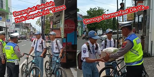 Gara-Gara Berangkat Sekolah Naik Sepeda, Siswa SMK Diberi Hadiah Ini Oleh Polisi