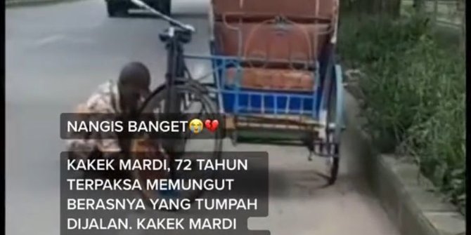 Viral Kakek Penarik Becak Pungut Berasnya yang Tumpah di Jalan, Bikin Sedih