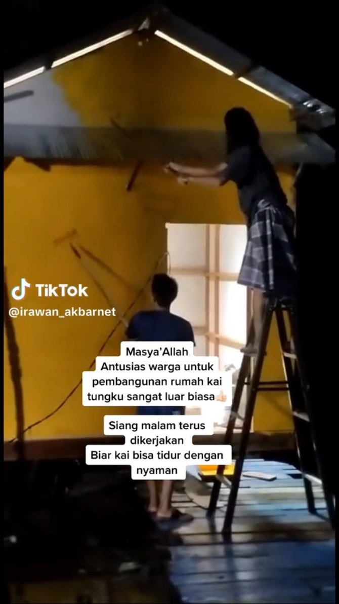 videonya viral begini proses warga bangun rumah baru untuk kai tungku