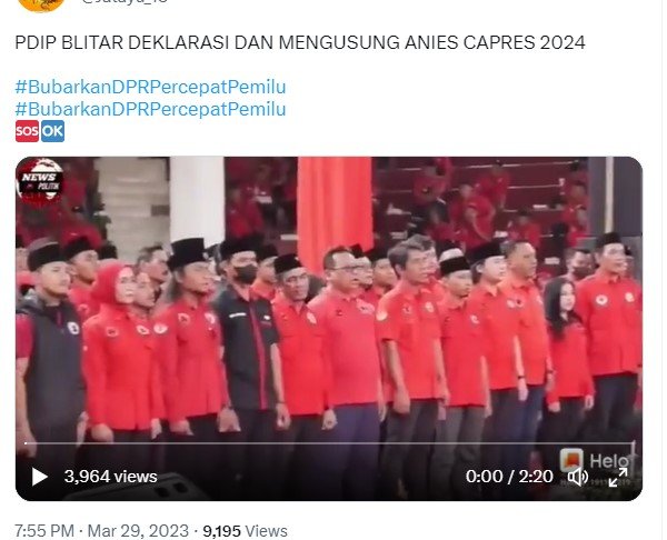 video sebut pdip blitar deklarasi anies baswedan capres 2024 ini faktanya