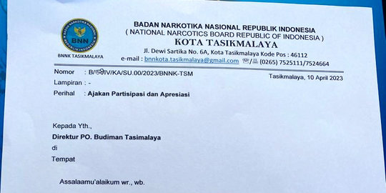 BNN Tasikmalaya Buat Surat Minta THR, DPRD: Pejabatnya Harus Dibuang