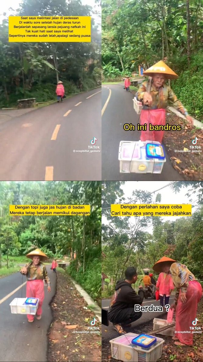 kisah haru kakek nenek jual jajanan tradisional jalan jauh sambil pikul keranjang