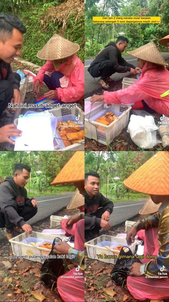 kisah haru kakek nenek jual jajanan tradisional jalan jauh sambil pikul keranjang