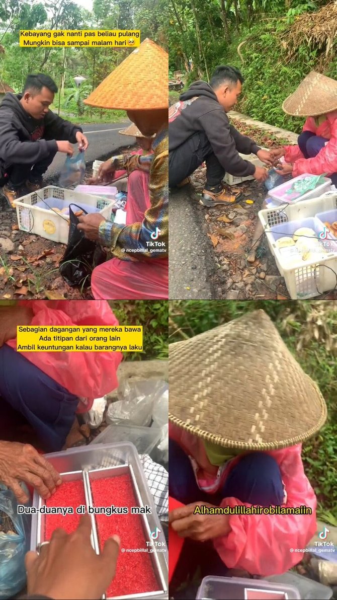 kisah haru kakek nenek jual jajanan tradisional jalan jauh sambil pikul keranjang