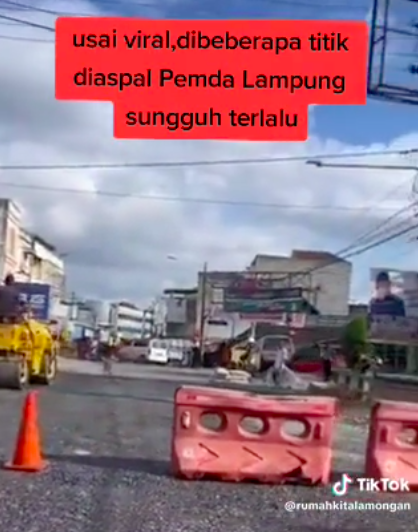 jalan lampung yang rusak mulai diperbaiki setelah dikritik warga lsquoterima kasih bima039