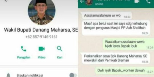 Foto Wakil Bupati Sleman Diretas Orang untuk Penipuan, Ini Faktanya