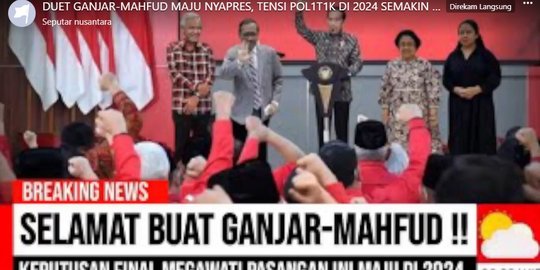 CEK FAKTA: Megawati Pasangkan Ganjar-Mahfud Maju Pilpres 2024?