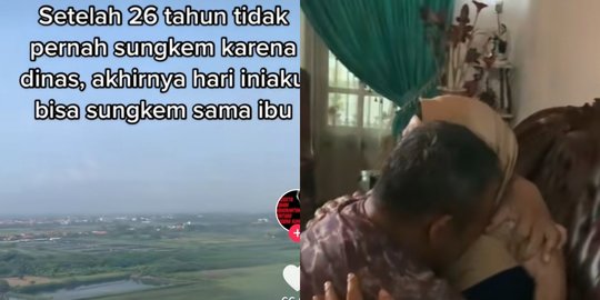 26 Tahun Tak Pernah Izin Dinas, Polisi Ini Menangis Haru saat Sungkem dengan Ibunda